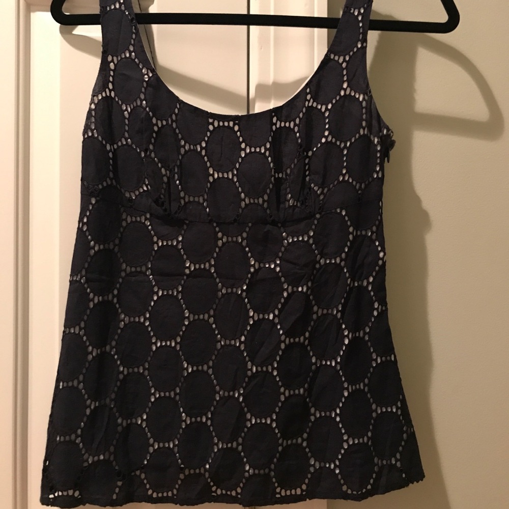 Ann Taylor Loft Navy White Lace Top
